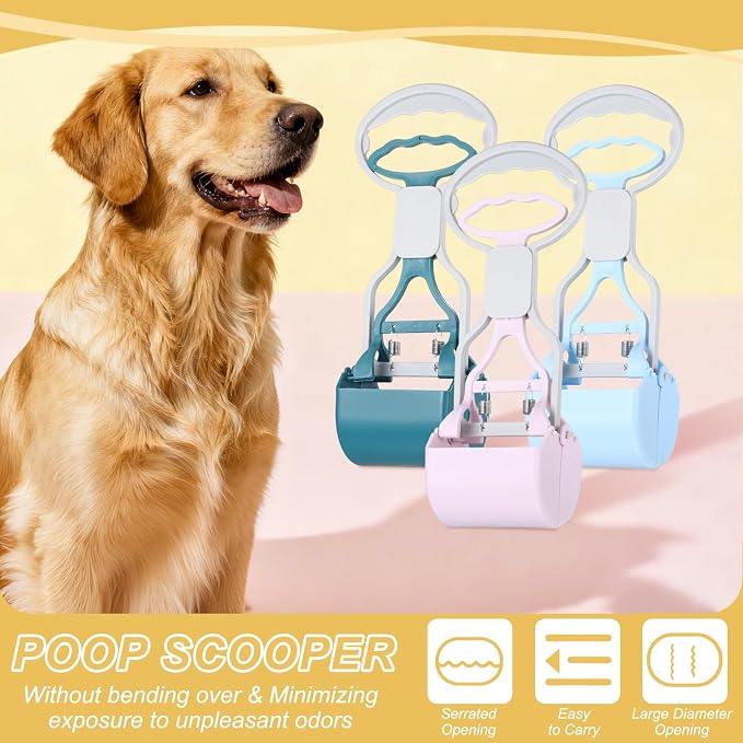 Poop Scooper, 11" Long Handle No Touch Dog Poop Scooper Grabber Non-Breakable Spring Pick Up Tool Shovel, (Lavender Purple), Intended for Dogs Waste in Lawns/Grass/Dirt/Gravel