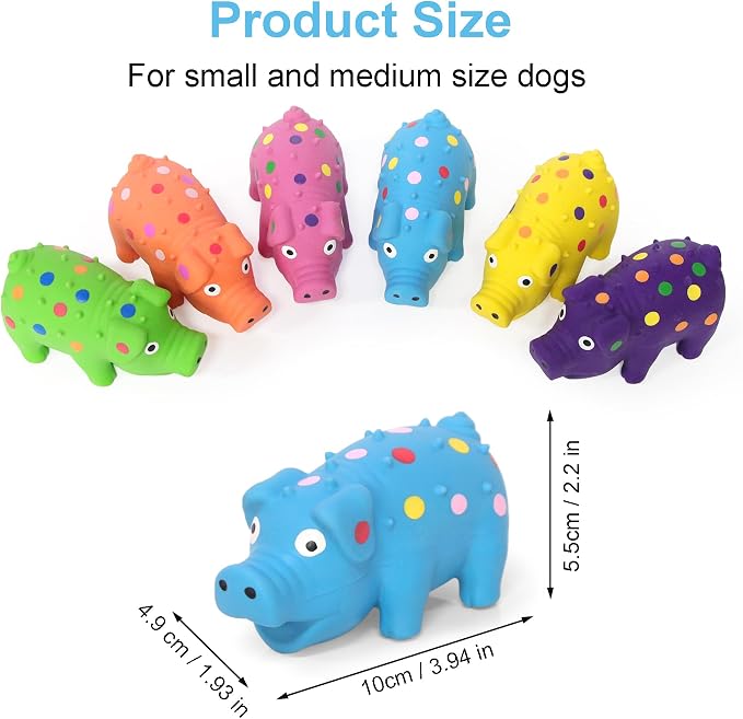 6 Pack Squeaky Pig Dog Toys, Rubber Pig Dog Toys for Puppy, Small, Medium Dogs, 4 Inch Durable Interactive Latex Squeaky Chew Toys