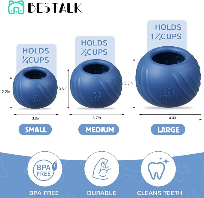 Long-Lasting Dog Lick Toy, Wobbly Dog Enrichment Lick Bowl to Keep Dogs Busy, Interactive Stuffable Dog Treat Feeder for Boredom, Silicone Treat Dispensing Chew Toy(Dark Blue,S)