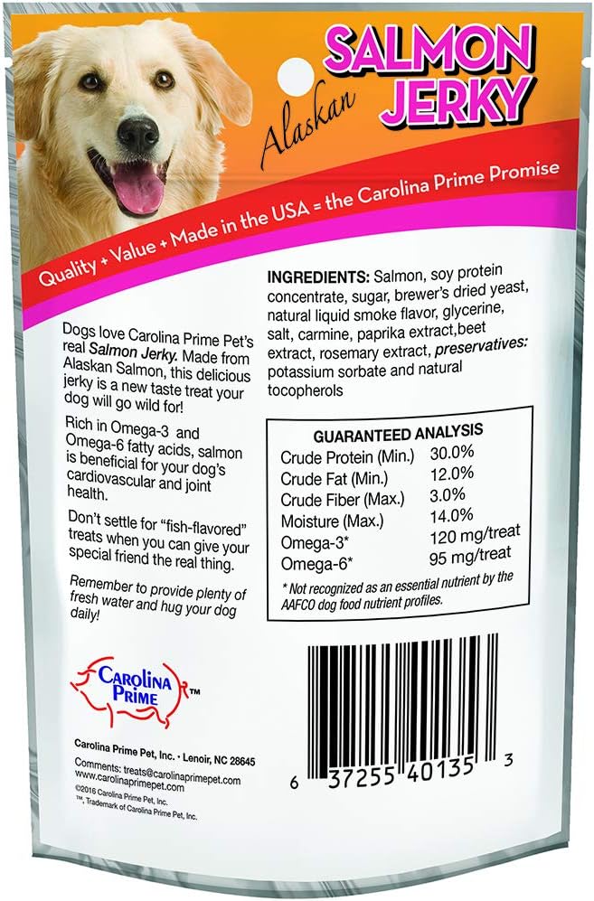 Blue Ridge Naturals Carolina Prime Alaskan Salmon Jerky Dog Treats, 16oz., Made in the USA