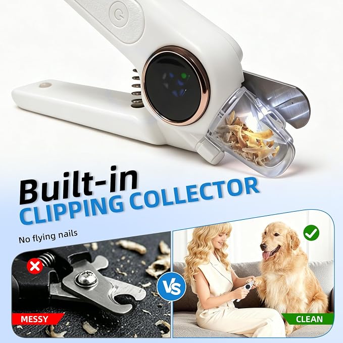 2-in-1 Dog Nail Clippers & Grinder, 3 Speeds - White