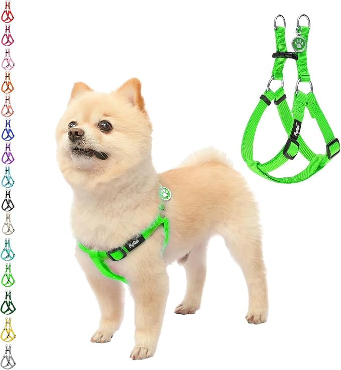 PUPTECK No Pull Dog Harness Small Sized Step-in Adjustable Puppy Vest | Soft Webbing Basic Halter with ID Tag for Outdoor Walking