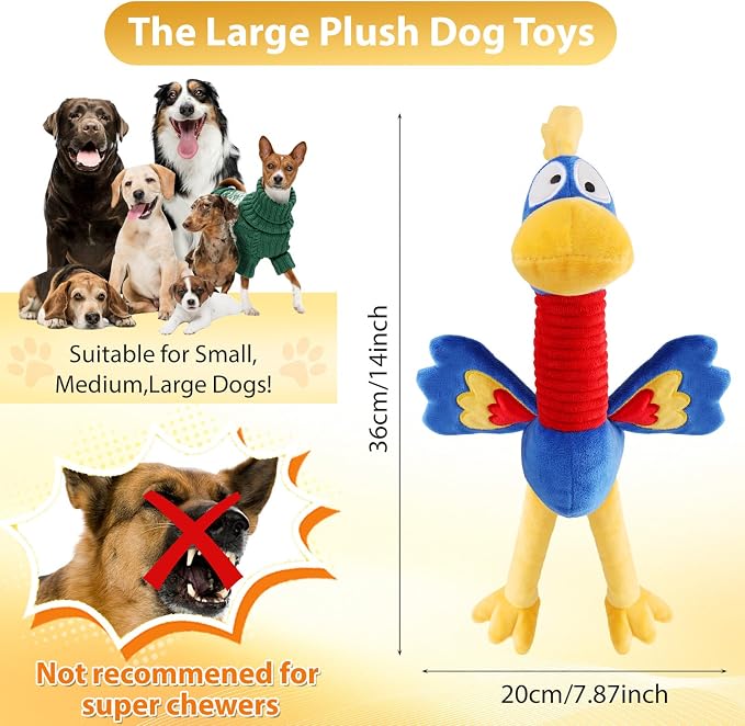 Letsmeet Pet Supplies Squeaky Dog Chew Toy with Soft Fabric Tough Interactive Tug of War Dog Toys to Keep Them Busy for Small,Medium,Large Breed