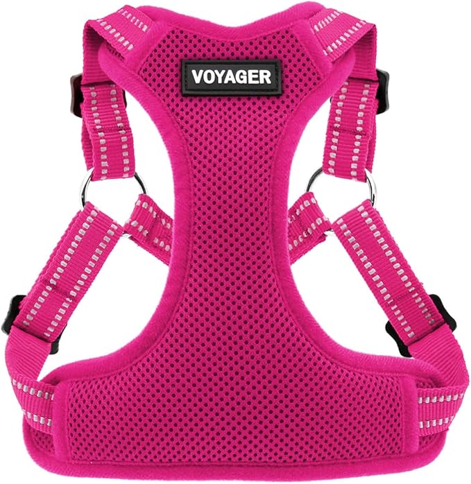Voyager Step-in Flex Adjustable Dog Harness - Fuchsia, X-Large | 23 - 28" in Chest, Fully Adjustable, Reflective Bands, All Weather Breathable Air Mesh, Lightweight, Fast Drying