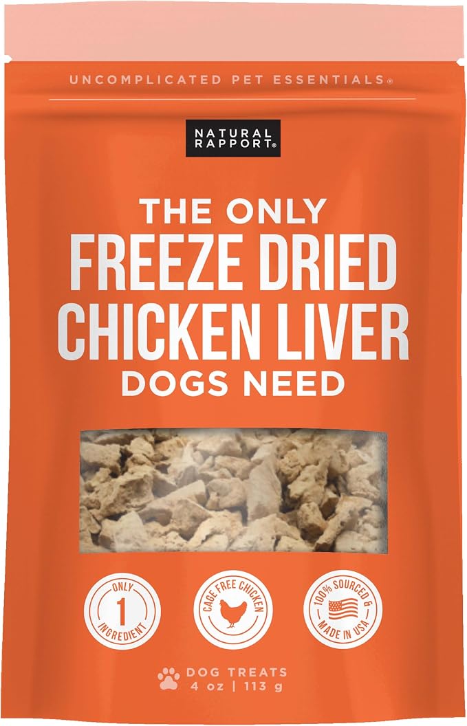 Natural Rapport Freeze-Dried Chicken Liver Treats, Single Ingredient, 4 oz