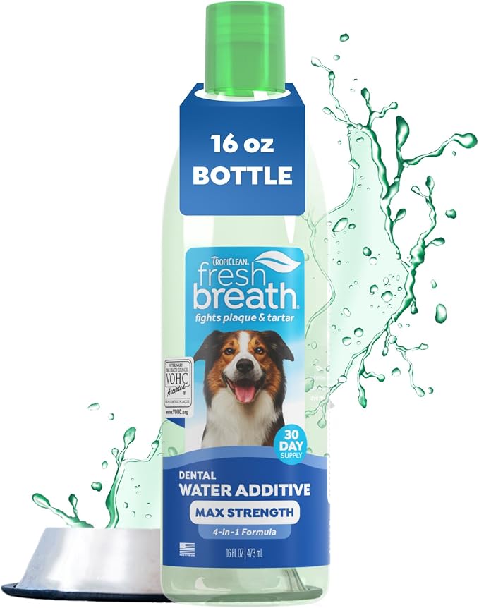 TropiClean Fresh Breath Max Strenth Dog Teeth Cleaning Water Additive, 16oz