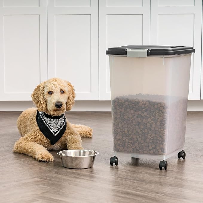IRIS USA Dog Food Storage Container, Up to 54 lbs, Black