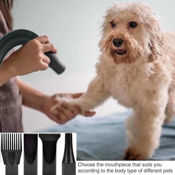 Worparsen Dog Dryer for Pet Grooming,Multiple Low Noise Speed Temperature Adjustable Dog Blower Grooming Dryer for Large Dogs,High Velocity Pet Blow Dryer Power Ergonomic Handle Black