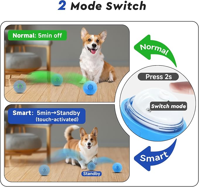 Interactive Small Dog Toy Ball, 2 Inch Smart Jumping Ball for Puppy/Small Dogs, Activated Automatic Bouncing Moving Vibrating, Dog Toy for Small Dogs to Keep Them Busy（Sky Blue）