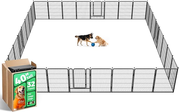 FXW Rollick Unleashed Dog Playpen, 40in, 32 Panels, Medium/Large, Black