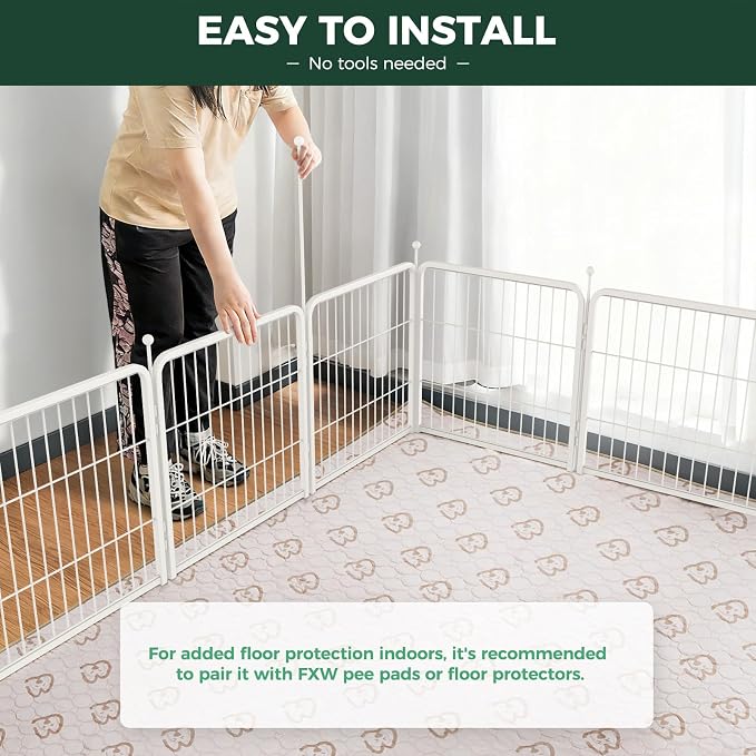 FXW Rollick Unleashed Dog Playpen, 24in, 8 Panels, Small/Puppy, White