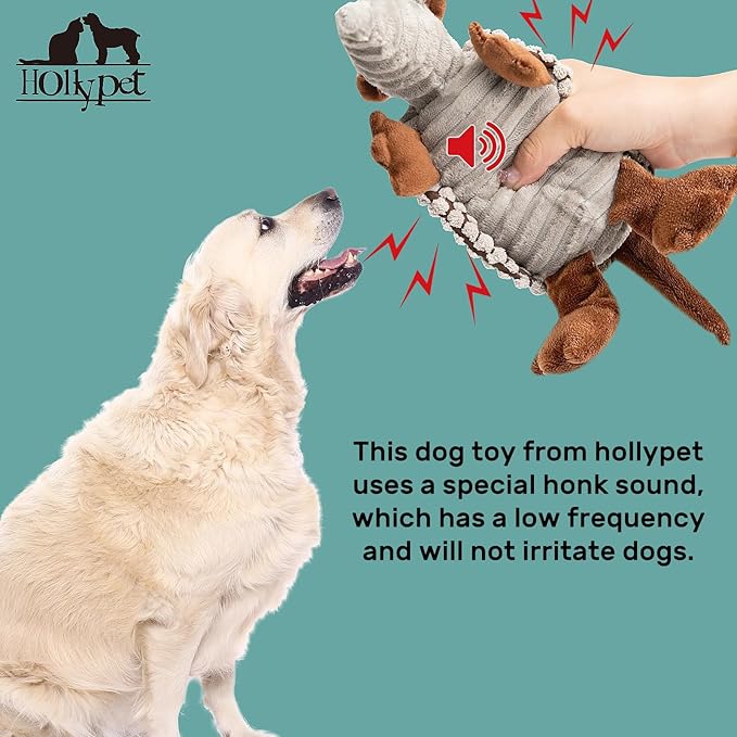 Hollypet Armadillo Squeaky Puppy Dog Toys for Small Medium Dogs, 8" | plush stuffed small dog squeak animal toy with unique grunt squeaker textured fabric for teeth cleaning toys