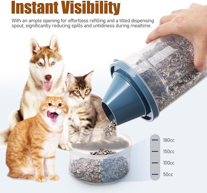 BETOOKY 2pcs Pet Food Storage Containers Airtight Grey-blue 1000ml Small Dry Food Bins for Dogs and Cats, Vacuum Seal Dog Snack Box for Home and Travel