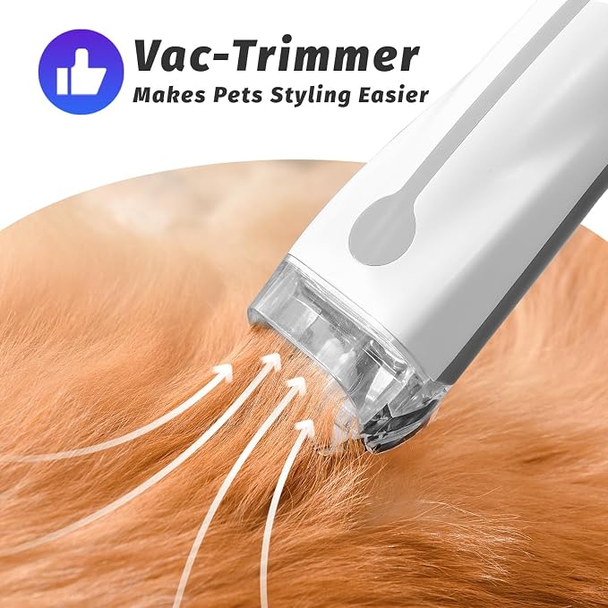 Dog Grooming Vacuum & Blow Dryer : 16000Pa Hair Suction, Dog Clipper, High Velocity Dog Blower with Heater, 8 Pet Grooming Vacuum kit, Gray