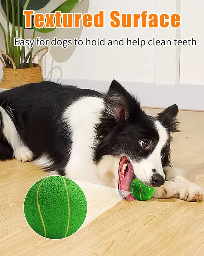 Squeaky Dog Balls, Interactive Funny Puppy Chew Toys for Fetch Play to Keep Them Busy, Latex Rubber Pet Tennis Soccer Ball Toy Bundle (4 Pack) for Medium Breed Dogs