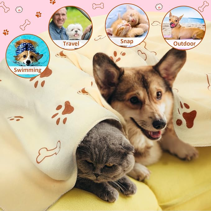 Irenare 12 Pack Dog Bath Towel Set 20'' x 39'' Microfiber Towels for Drying Dogs, Dog Drying Grooming Towel Absorbent Quick Soft Cat Shower Essential for Small Medium Puppy Pet(Multicolor)