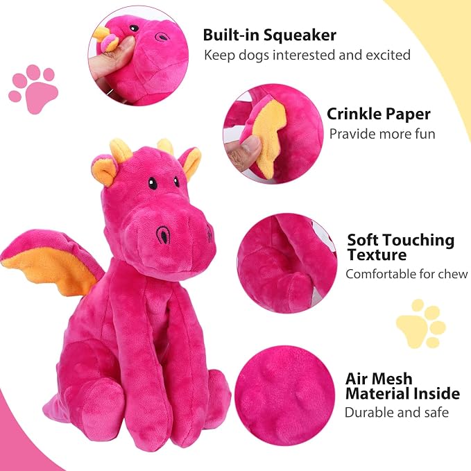 Letsmeet Dog Toys for Large Plush Dog Chew Toy with Squeaker and Crinkle Paper, Interactive Puppy Toys to Reduce Boredom and Anxiety, Tough Tug of War Pet Toys for Small, Medium and Large Dogs