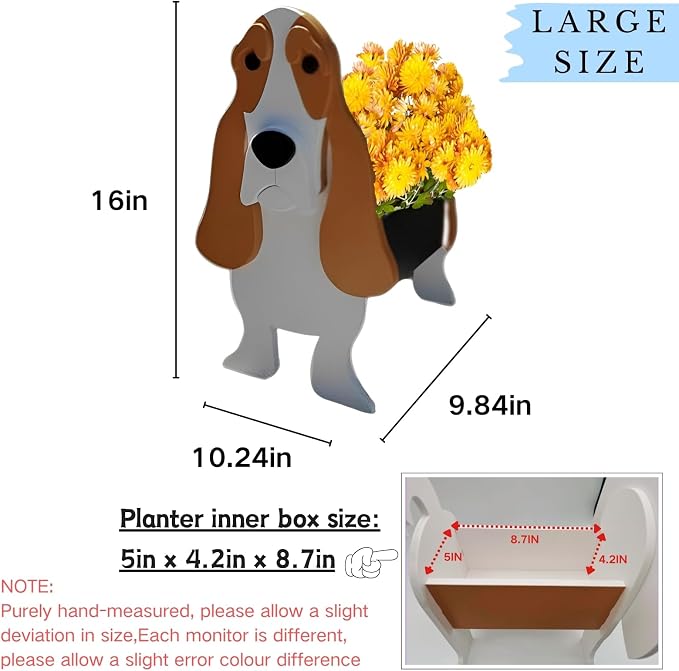 Basset Hound Dog Planter Pots, Animal Shaped Flower Pot