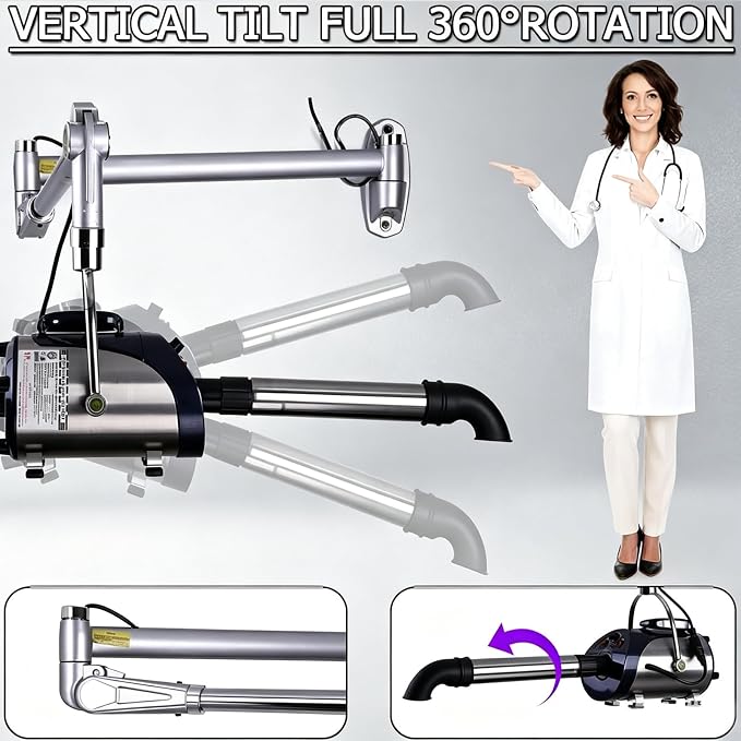 Dog Blower Grooming Dryer, High Velocity Blow Dryer for Dogs, Wall Mounted Dog Dryer for Pet Grooming, Stainless Steel, 8-Speed Fan and Temperature, 2800w Gentle Power, Ultra Quiet 60 dB