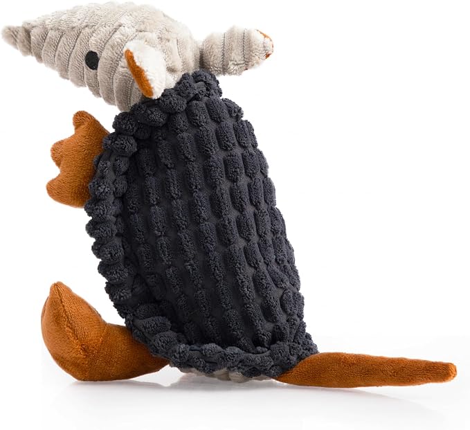 Hollypet Armadillo Squeaky Puppy Dog Toys for Small Medium Dogs, 8" | plush stuffed small dog squeak animal toy with unique grunt squeaker textured fabric for teeth cleaning toys