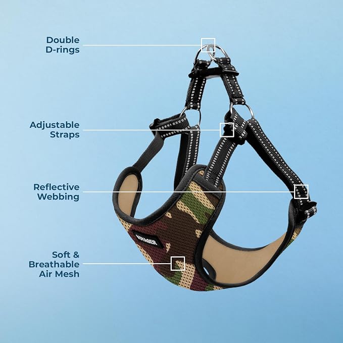Best Pet Supplies Voyager Step-in Flex Dog Harness - Army, Large | 20 - 25" in Chest, Fully Adjustable, Reflective Bands, All Weather Breathable Air Mesh, Lightweight, Fast Drying