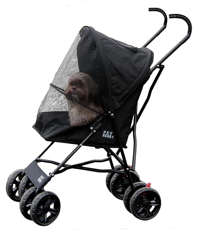 Pet Gear Travel Lite Plus Stroller - Midnight Black, up to 15lbs
