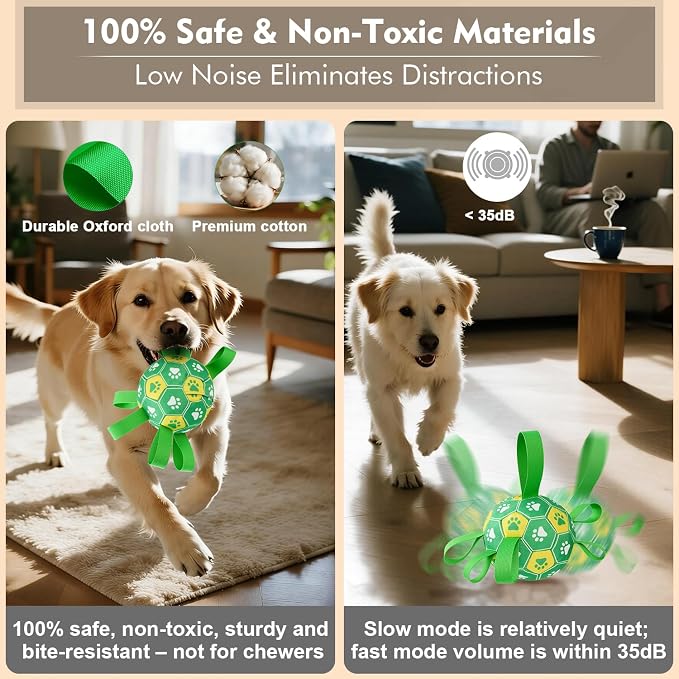 Interactive Dog Toys Dog Soccer Ball to Keep Them Busy(Green) | Durable Automatic Moving Jumping Dog Balls with Straps for Small/Medium/Large Dogs,Rechargeable,Not for Aggressive Chewers