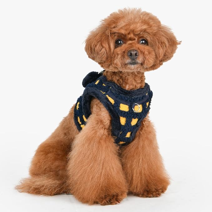 Puppia Stefan Vest Dog Harness Step-in Warm Winter Tumbling Waffle Pattern for Small and Medium Dog, Navy, Medium