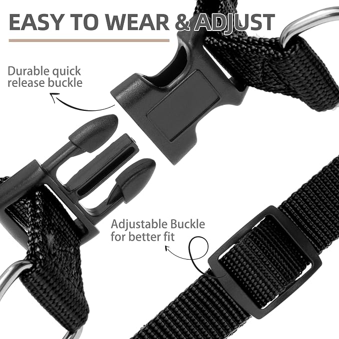 PUPTECK No Pull Dog Harness Small Sized Step-in Adjustable Puppy Vest | Soft Webbing Basic Halter with ID Tag for Outdoor Walking