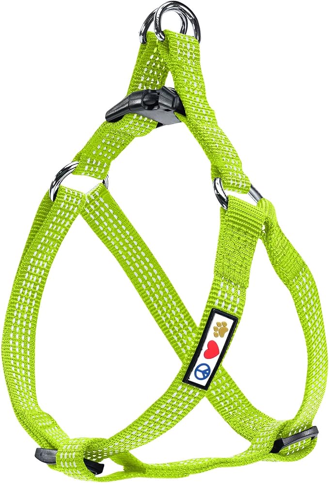 Pawtitas Reflective Step-in Dog Harness – Adjustable No-Pull Vest for Puppies to Seniors, Safe & Comfortable, L Green