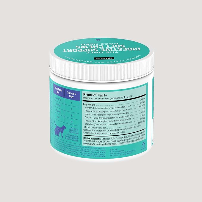 Natural Rapport Dog Digestive Chews, Probiotics & Enzymes, 120ct