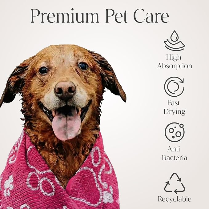 Delilah Home Drytek Dog Towel - Quick-Dry Pet Towel for Large Dogs, Ultra Absorbent & Odor-Resistant - Lightweight Sand-Resistant for Outdoor Bath, Grooming Supplies, Beach & Travel - 30x54 in - Pink