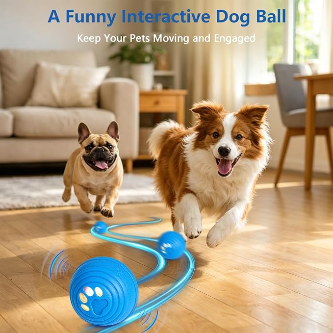Smart Interactive Dog Ball for Aggressive Chewers, Self Moving Toy, E-TPU | Vibrating Dog Ball with 4 Play Modes, Moving & Bouncing Ball for Dogs, Smart Self Rolling Dog Toy for Small Medium Dogs