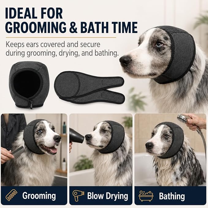 Dog Ear Muffs Noise Protection, Adjustable No-Flap Dog Ear Cover for Fireworks, Thunderstorms, Grooming, Blow Drying