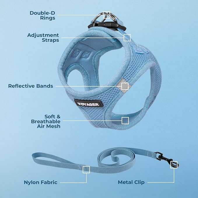 Voyager Step-in Pet Harness - All Weather Mesh, Adjustable Step in Harness for Cats and Dogs by Best Pet Supplies - 307S Baby Blue, XXXS