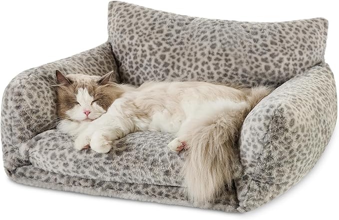 Hollypet Cat Bed Small Dog Orthopedic Couch Beds for Pets up to 20 lbs | Fluffy Multifunctional Double-Layer Warming Kitten Pet Couch Orthopedic Beds with Machine Washable Cover and Non-Slip Bottom
