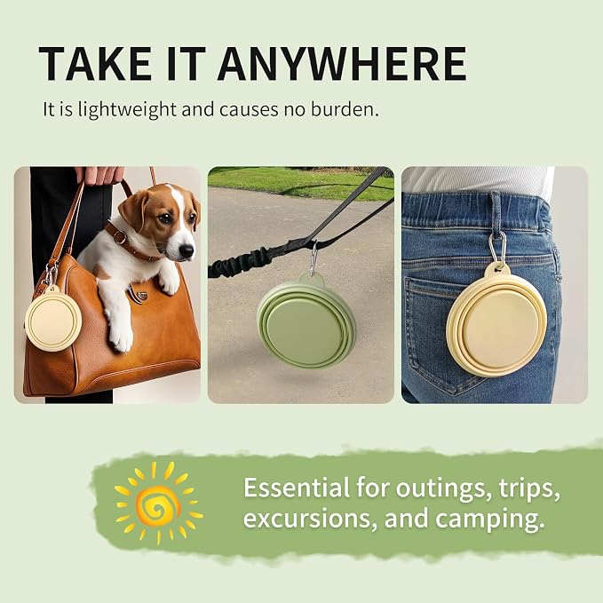 Collapsible Dog Bowls, 2 Pack, Macaron Yellow & Green