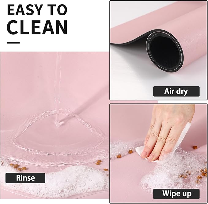 HotLive Dog Food Mat - Absorbent Cat Mat for Food and Water, No Stains Pet Feeding Bowl Mat, Easy to Clean Pet Placemats, Quick Dry Dog Water Dispenser Mat for Messy Drinkers | Pink 16"x 24"