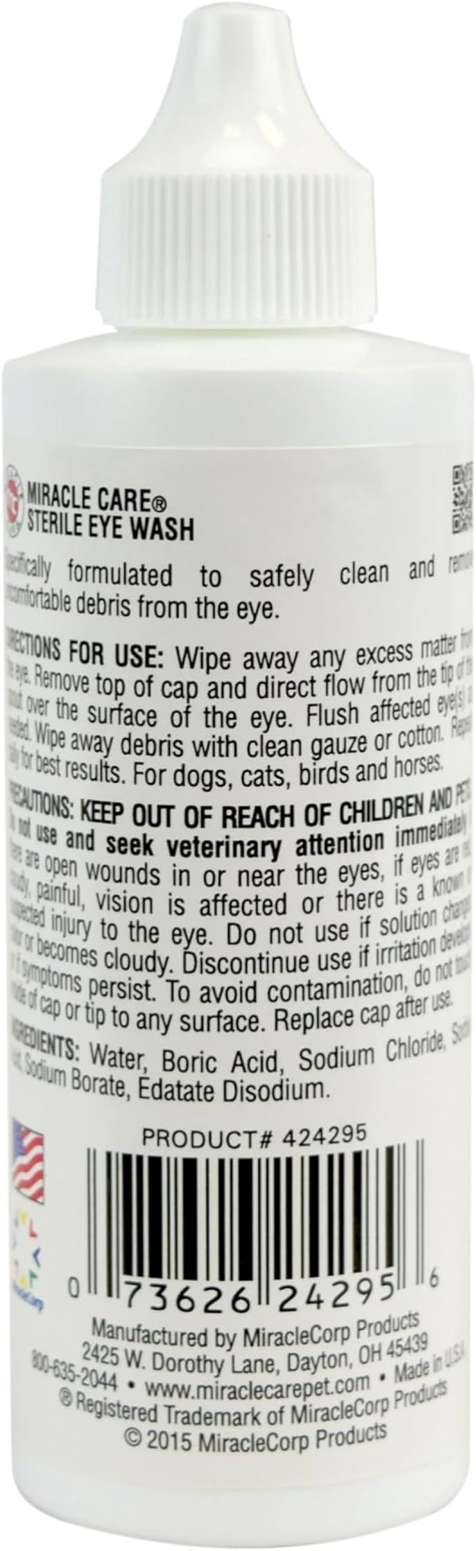 Miracle Care Sterile Eye Wash for Dogs & Cats, 4oz