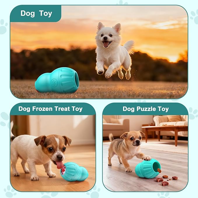 VIWIK Interactive Dog Toys to Keep Them Busy, Frozen Treat Dispensing Dog Puzzle Toy for Small Medium Breeds, Cognitive Dog Enrichment Toys, Freezable Fillable Rubber, Easy to Clean Blue