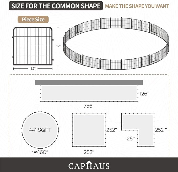 CAPHAUS Foldable Pet Playpen with Door - Multi-Size (24/32/40in)