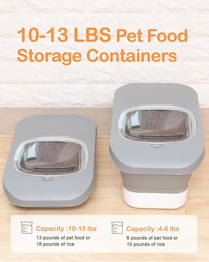 10-26Lbs Airtight Dog Food Container 2Pcs, 2-Pack, 26Lbs, Light Grey-2