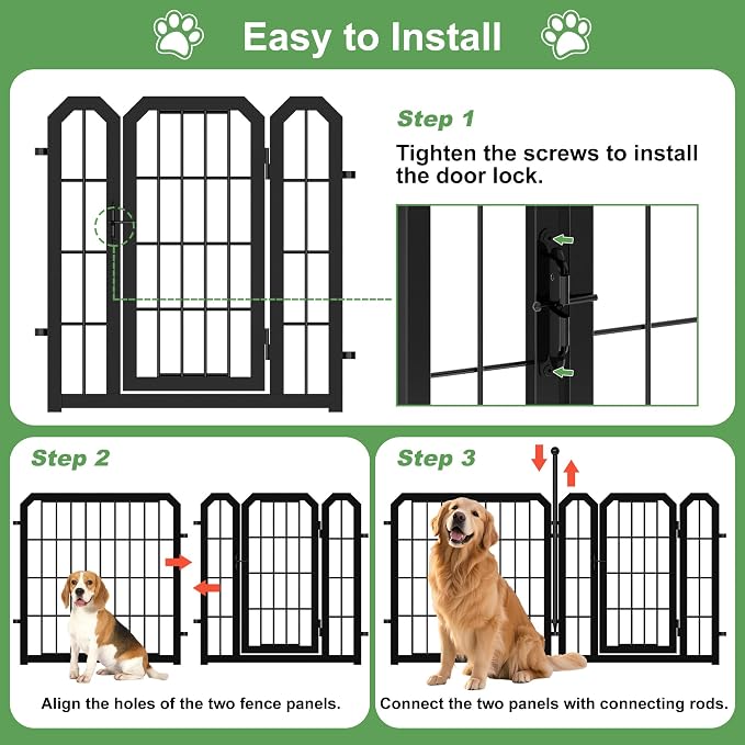 Dog Playpen for Puppies, 24in 8 Panels, Black