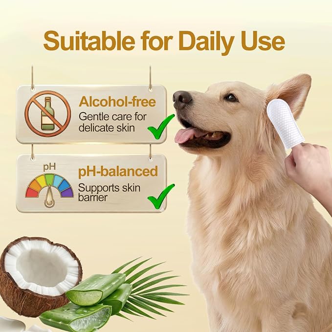 Dog Ear Wipes, Fresh Coconut Scent, 50 Count