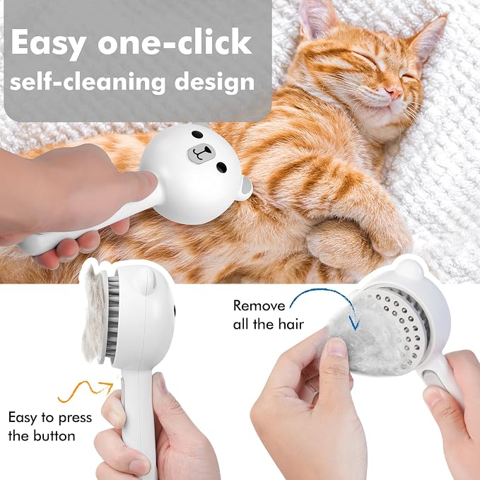 Self Cleaning Pet Steam Brush for Indoor Cats & Dogs Shedding & Grooming