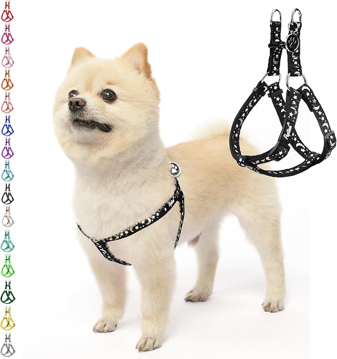 PUPTECK No Pull Dog Harness Small Sized Step-in Adjustable Puppy Vest | Soft Webbing Basic Halter with ID Tag for Outdoor Walking