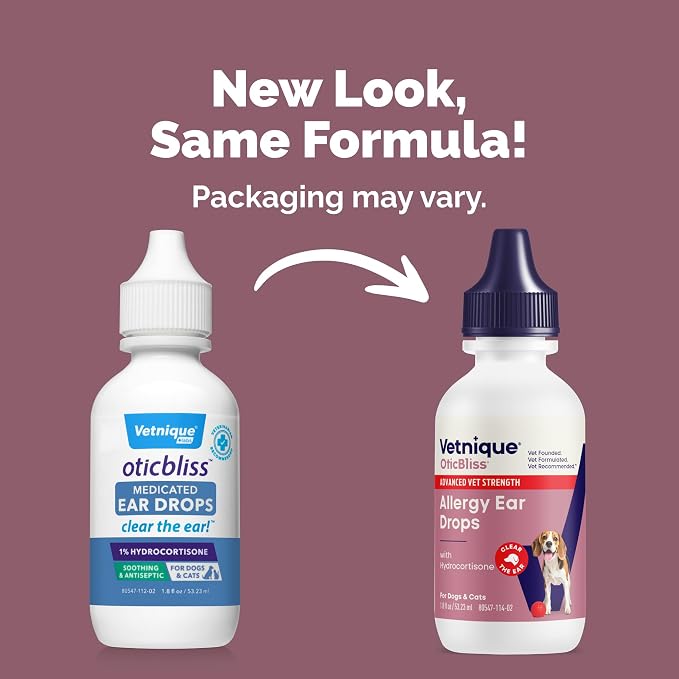 Vetnique Oticbliss Allergy Ear Drops with 1% Hydrocortisone