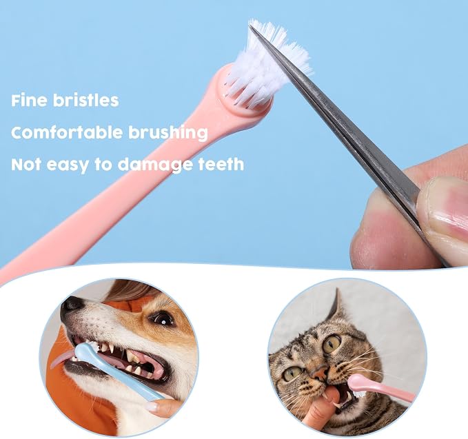 4 Pack Small Dog Toothbrush Pet Toothbrush Cat Tooth Brush 2 Styles Puppy Tooth Brush Mini Size Micro Head Soft Deep Clean Kit for Puppy, Kitten, Dog & Cat, Portable Travel Friendly