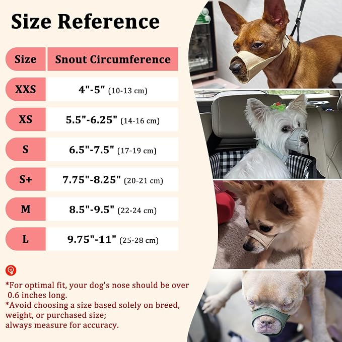 Fabric Dog Muzzle for Short Snout Small Dogs Chihuahuas Anti-Bite | Fits Shih Tzu Pomeranian Yorkshire Brachycephalic Dog, Grooming Vet Visits Walking Use, Prevent Chewing, Soft | Pink, XS