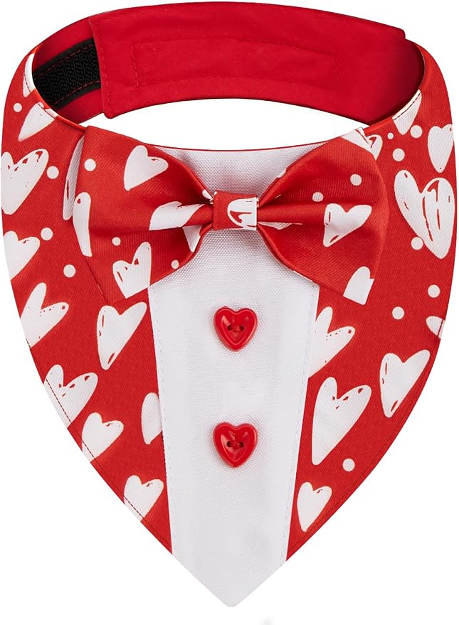 Valentine Dog Tuxedo Bandana with Bow Tie, Medium, XS